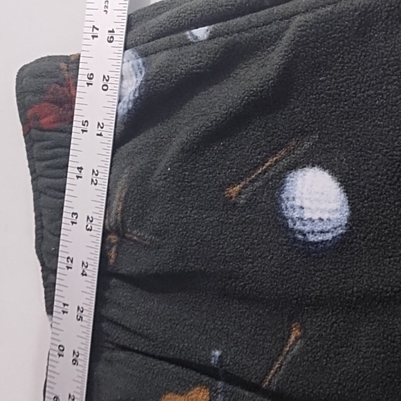 Men's Golf Print Fleece Lounge Sleep Pant Large Pockets 1 Button Fly - Picture 6 of 10